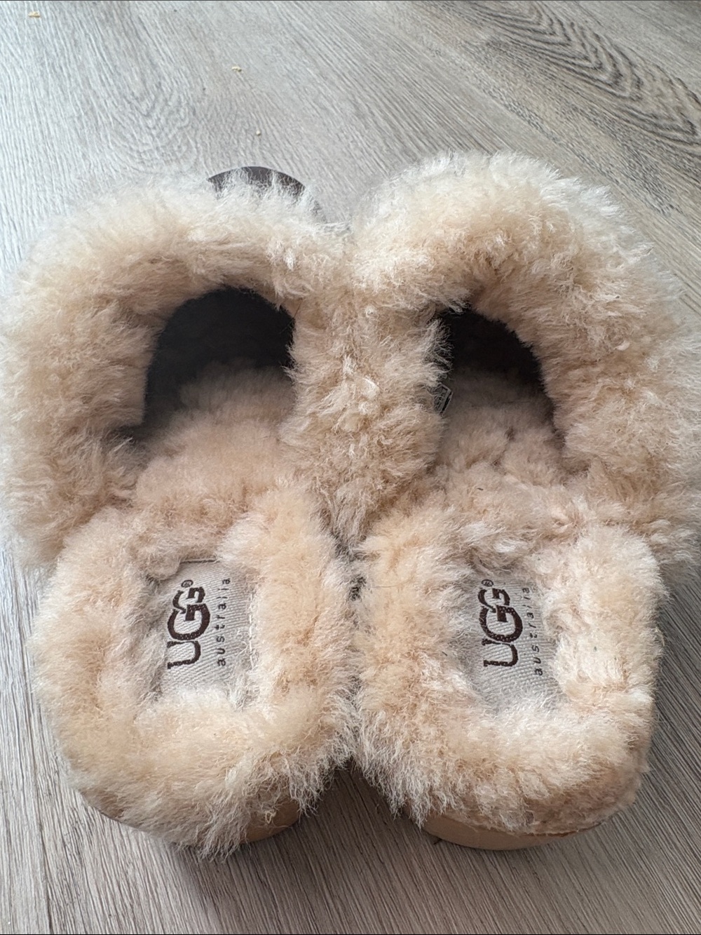 UGG Australia Kalie Brown Leather Shearling Lined Wooden Clogs Size 7 cozy warm - Picture 6 of 10